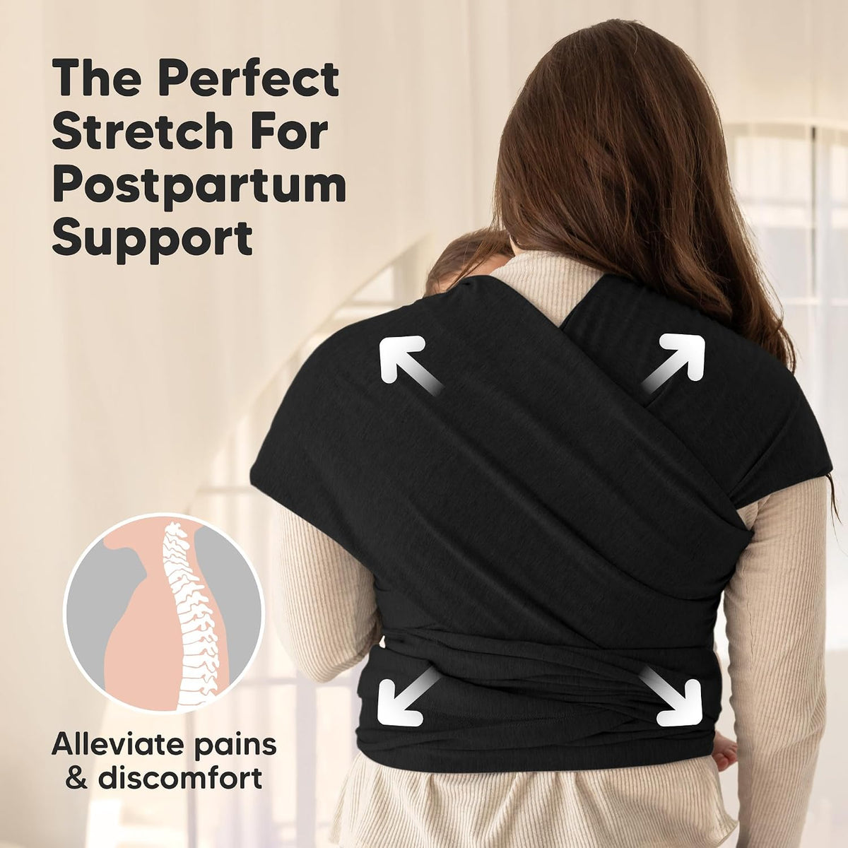 Baby Wrap Carrier, All in 1 Original Baby Carrier (Trendy Black)